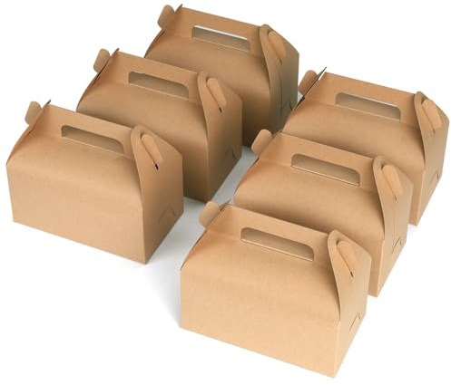 GXFCING 30 Stück Geschenkbox Braune Geschenk Schachteln mit Deckel und Griff, 16,3 x 9,3 x 8 cm Karton Geschenkboxen für Kindergeburtstage, Hochzeiten, Babypartys, Weihnachten, Party