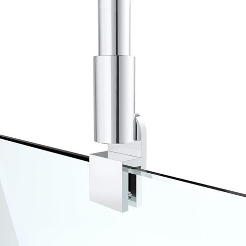 Barre de fixation pour paroi de douche, Stabilisateur de douche carré en acier inoxydable, Pour barres de douche 300-450 mm Epaisseur du verre 6-10 mm, (Tube Rond 730-1200mm)