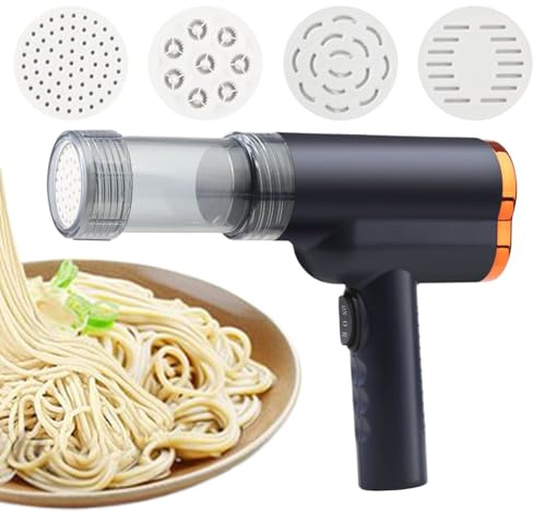 Máquina Eléctrica Para Hacer Pasta, Máquina de Hacer Pasta Casera, Mezcladora Portátil con 5 Accesorios Inalámbrica para Cocinar Pizza y Preparar Verduras en Casa