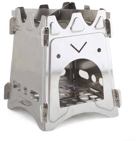 Réchaud à bois portable de camping, 11,3 x 16,5 x 9 cm, pliable, en acier inoxydable, pour cuisine, randonnée, barbecue (2)