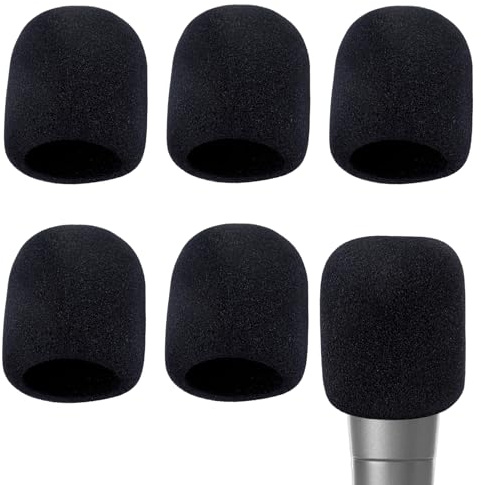 Microphone Covers Foam, 6 Pcs Soft Foam Mic Covers, Microphone Windscreen Pop Filter Cover Protection Noise-cancellation Windsock Cover Microphones Accessories for Most Standard Handheld Microphones