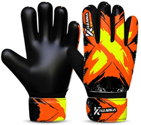 khanna Football Goalkeeper Gloves for Boys, Kids & Youth - Soccer Goalie Training Gloves with 4mm Latex Super Grip Palm, Breathable Mesh, Finger Protection & Double Wrist Support