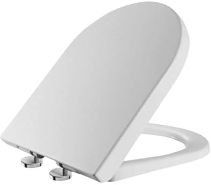 Luxury D Shape Toilet Seat White Soft Close with Top Fixing Hinges Heavy Duty Quick Release for Easy Cleaning Anti-Bacterial High Quality Durable Polypropylene Bathroom Toilet Lid Universal Fit
