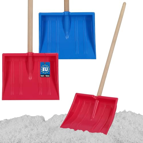 KOTARBAU Set di 2 pale da neve per bambini – 25 x 20 cm – pala da neve con manico in legno – 82 cm – Pala per bambini – Leggero e sicuro – Pala da neve – Piccola – Rosa e Blu
