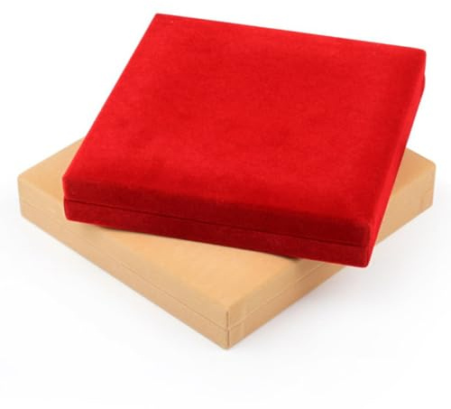 PACKOVE Caja para Collar Roja de Flocado, Estuche de Joyas Portátil | Caja para Collar, Joyero de Perlas, Obsequio para Cumpleaños y Aniversario