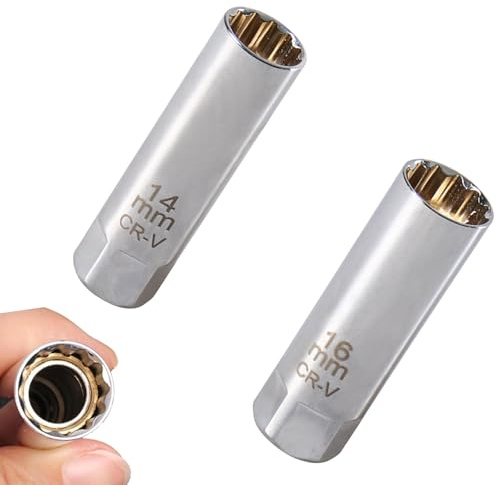 2 Stück Magnetring Zündkerzenschlüssel 14mm Und Zündkerzenschlüssel 16mm,Glühkerzenschlüssel,Zündkerzen Nuss,Extra Dünnwandige Zündkerzen Schlüssel Werkzeuge Für Autos Bmw Pkw Lkw Motorräder,2 Größen