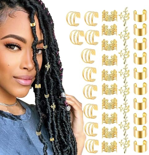 Haarschmuck für geflochtenes Haar – 40 Stück dekorative Haarperlen aus | Metall | Bunte Metallborsten für Zöpfe, Dreadlocks, Pferdeschwänze | Haarschmuck für Zöpfe – D