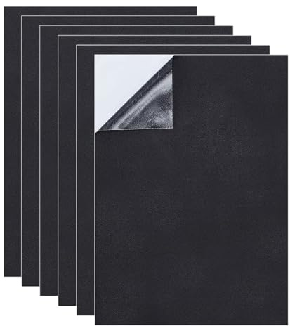 CATZUM 6 pezzi Pannello in Eva Autoadesivo, Tappetino Antiscivolo in Gommapiuma con Supporto Adesivo per Mobili, Porte, Finestre e Artigianato DIY, Gomma Piuma da Tagliare (250mm x 200mm x 3mm) (Nero)