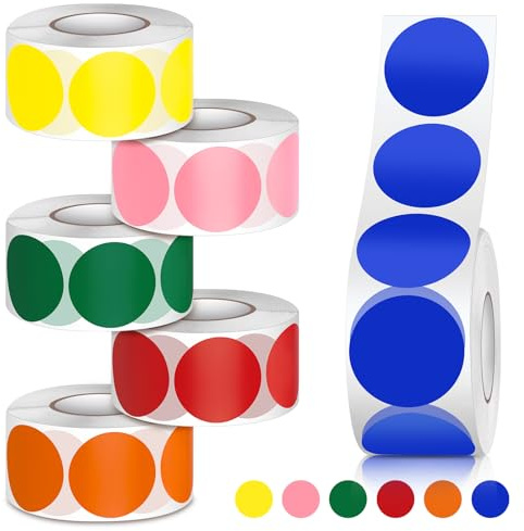 ITClosud 3000 Stück Runde Klebepunkt, 25 MM Punkt Aufkleber Markierungspunkte, Markieren und Kategorisieren (6 Farben), Farbkodierung Etiketten Adhesive Dots für DIY