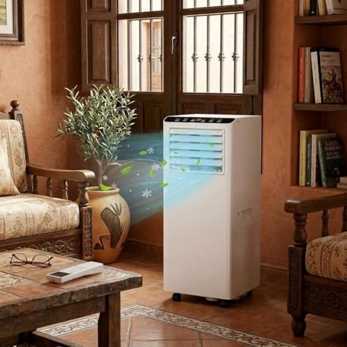 GarveeMore Aire Acondicionado Portátil 7000 BTU, 3 en 1, Clase A, 2.0 kW, Deshumidificador 0.54 L/h, Silencioso, 18.6-27.9 m², con Kit Ventana, Blanco