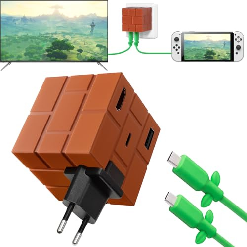 Switch TV Dock 65W Kompatibel mit Nintendo OLED/Steam Deck/ROG Alley/iPad, Tragbar Switch Docking Station mit 4K 60Hz HDMI, Mini GaN Netzteil AC Adapter PD Schnellladung Typ-C Kabel