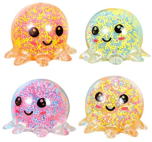 1 Stück Anti Stress Spielzeug Stressball Oktopus-Form Squishy Balls mit Wasserperlen Knautschball Stressball Fidget Bälle Kneten Knetball Hände Therapie Angst Abbauen für ADHS Autismus Geschenkanlässe