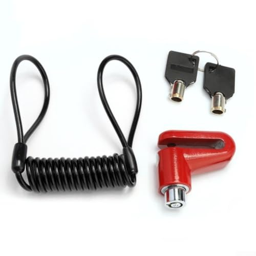 Verrou de frein à disque antivol pour moto et scooter haute sécurité avec capteur de vibrations – Alliage 7 mm Pin rouge (noir et rouge A)