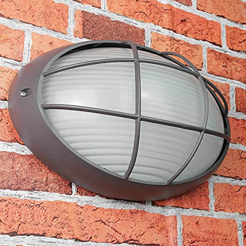 Licht-Erlebnisse Schiffslampe Wand AMSTERDAM Anthrazit Aluminium Glas wetterfest IP44 E27 B:32cm Garten Wandlampe