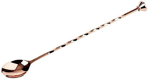 APS 93034 Barlöffel, hochwertige Barlöffel, lebensmittelecht, gedrehter Stiel inklusive Stößel, 27 cm lang, Kupfer poliert, 1 Stück