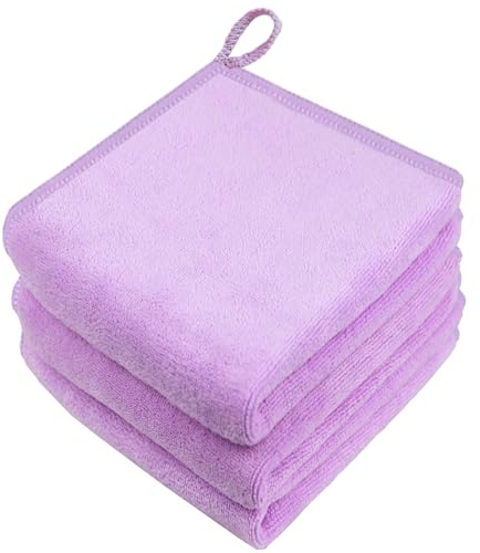 Mikrofiber ansiktshanddukar makeupborttagare dukar ansikte torkdukar tvätta handdukar ansiktstvätt ansiktstvätt handdukar supermjuka 30 cm x 30 cm 3-pack ljuslila