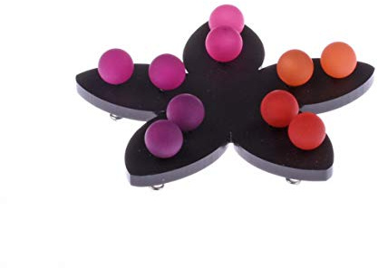 5 Paar Ohrstecker 8mm, schwarze Blume aus Plexiglas | Italienisches Polaris, Chirurgenstahl-Stift