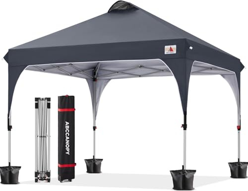ABCCANOPY 3 x 3 m paviljong, vattentät, pop-up, trädgårdspaviljong, festival, solskydd, utomhus, baldakin, superkompakt kapsel med rullbärväska, bonus 4 x viktfickor, 4 x rep, 4 x stänger, mörkgrå
