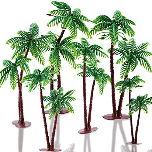 Lot de 16 décorations pour cupcakes en forme de palmier vert avec noix de coco pour décoration de gâteaux (14 à 16 pièces)