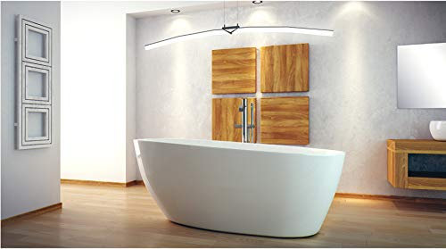 ECOLAM® exklusive freistehende Badewanne Standbadewanne moderne Wanne freistehend Goya + Ablaufgarnitur Click Clack Design Mineralguss 160x70 cm glamour weiß