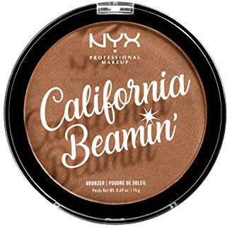 NYX Professional Makeup California Beamin' Face and Body Bronzer, Shimmery Pressed Powder, Large Format, Vegan Formula, Satin Finish, 14 g, Shade: Sunset Vibes