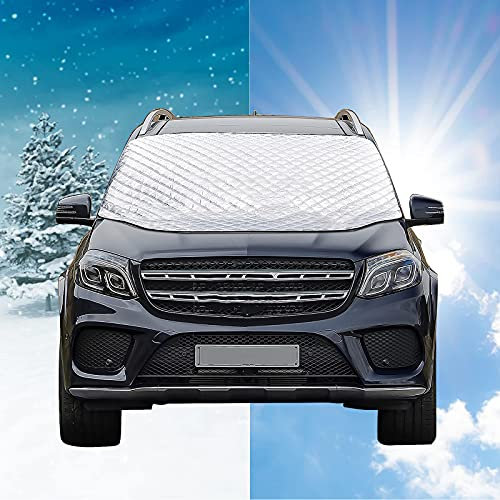 Copertura Parabrezza Auto,Copri Parabrezza Anteriore Auto,Parasole Esterno Auto,Protezione Antigelo Impermeabile Anti UV Sole Neve Ghiaccio Gelo Polvere Resistente per Maggior Parte dei Veicoli SUV
