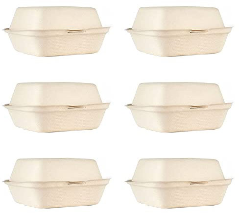 SDFF 50 Pezzi Scatola Hamburger, Contenitori Biodegradabili da Asporto per Take Away, Ristoranti, Eventi, Feste, Caffè