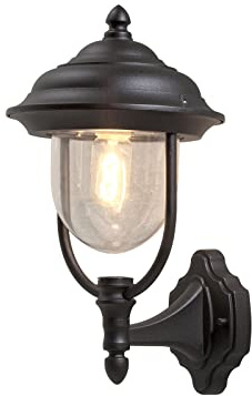 Konstsmide LED Außenwandleuchte Schwarz stehend im Landhausstil, Höhe 43cm