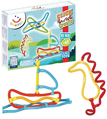 spaghetteez Antistress Spielzeug für Kinder ab 4 Jahre, pädagogisches Montessori Bastelset für Jungen und Mädchen, Flexible Baustöcke zum Basteln im Set, 35 Teile