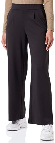 ICHI IHKATE SUS Long Wide PA2 Damen Hose Stoffhose mit Stretch hoher Elastikbund weiter Schnitt, Größe:S, Farbe:Black (194008)