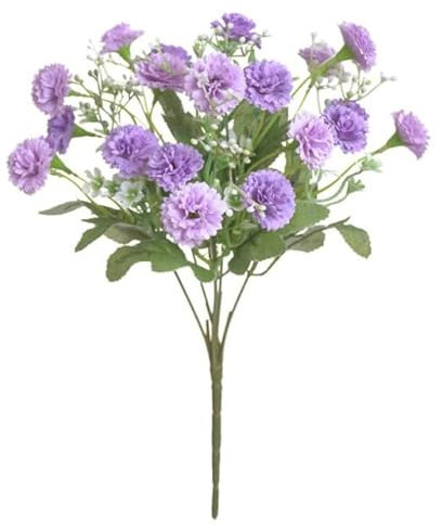 AHUI 20 Blumenköpfe, 1 Strauß europäischer Stil, kleine lilafarbene Nelke, künstliche Blumen, für Zuhause, Fotografie, weiche Dekoration, Handm
