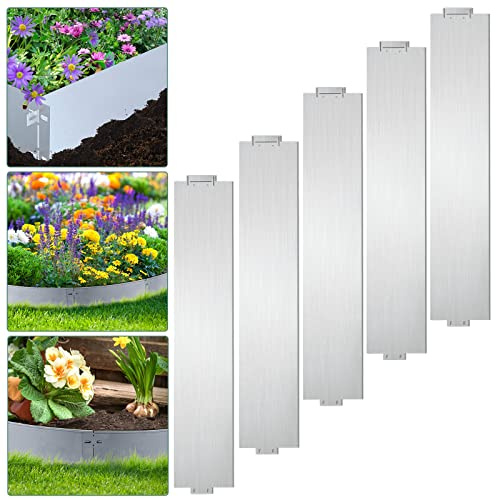 Yakimz Bordure de pelouse en métal - 10 m - 10 pièces - Galvanisé - 100 x 15 cm - Pour plantes de jardin, cultures florales
