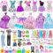 44 pezzi Abbigliamento & Accessori per Bambola 2 Abiti Chic 2 Abiti da sera 2 Abiti(Top+ Pantaloni) 10 Mini Abiti 3 Bikini 10 Paia Scarpe 15 Accessori per Bambola Ragazza 11,5 Pollice