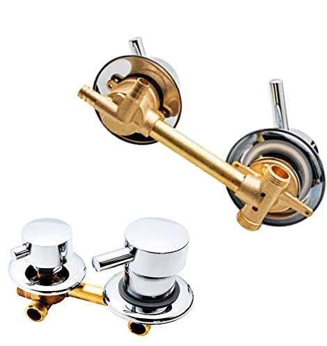 ZAKSEM Robinets de Douche en Laiton à 2/3/4/5 Voies, Mitigeur de Cabine de Douche avec Valve, Mitigeur avec Élément Filtrant en Céramique, Intercentre 10/12,5/14,5 cm, Raccord G1/2 2voies-12-12,5cm