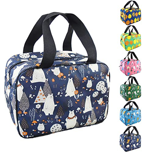 Nanxson Borsa Pranzo Riutilizzabile Borsa Tote Cartoon Organizzatore Pranzo Porta Pranzo Borsa Termica Pranzo Isolata per Donna Uomo Bambini (Marina Militare Orso)
