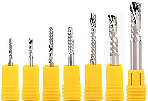 MOOCO MORNING 5 Stück SHK 8 mm linker langer Spiralfräser nach unten geschnitten ein Rillenfräser CNC-Schaftfräser Hartmetallfräser PVC Holz Kunststoff
