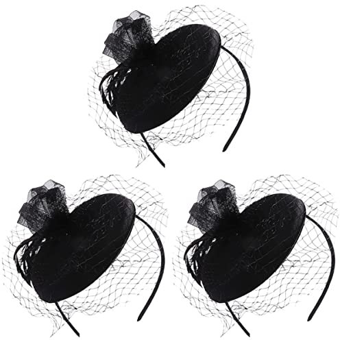 FOMIYES 3 STK Mesh-baskenmütze Derby-mütze Damen Faszinator Fascinator Mützen 20er Jahre -teeparty-Kopfbedeckung Mit Schleier Tee-Party-Hut Hochzeit Fräulein Frauenhut Netz Garn
