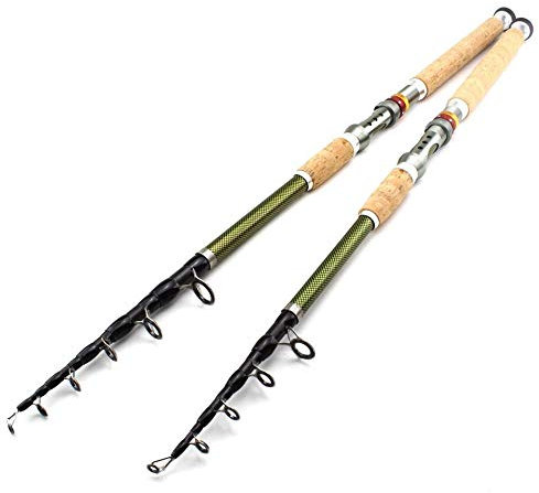 KURTIK Angelrute,Teleskop Angelrute 2.1m 2.4m 2.7m 3.0m 3.6m Teleskop Angelrute Carbon-Holzgriff Spinnrute Extra Heavy Karpfenangeln Pole Sea Tackle (Size : 2.4 m)