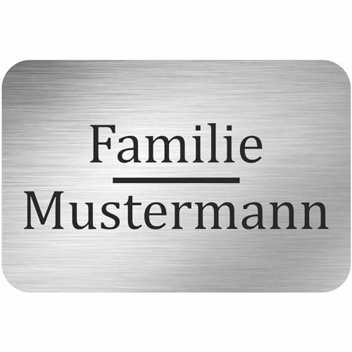 INDIGOS UG - Plaque nominative – 600 x 400 mm en aluminium composite aspect acier inoxydable 3 mm – Personnalisable avec texte personnalisable, nom, nom de famille, entreprise – Boîte aux lettres –