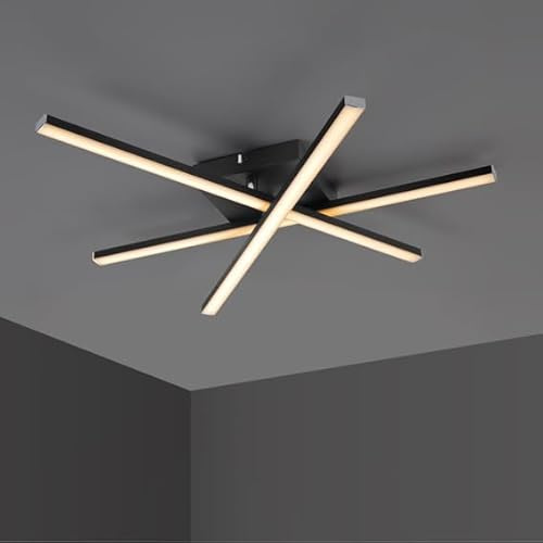 IMPTS LED Deckenleuchte wohnzimmer, 3 integrierte Modern Deckenlampe | 3000K Warmweiß LED Lampe für Wohnzimmer Schlafzimmer Küche und Flur 16W 750Lumen Schwarz Gerade