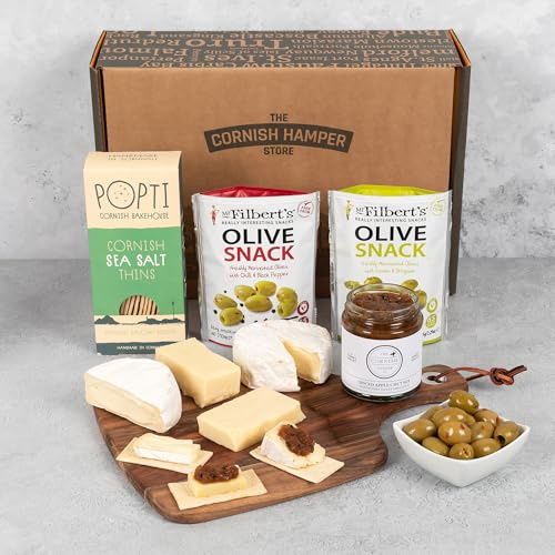Cheese Hamper Gift Set Luxury Food Gift | Artisan Cheese with Olives, Chutney and Crackers