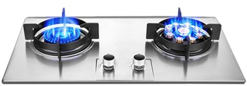 Propane Stove,2 Burners Portable Propane Stove,Stainless Steel Gas Cooktop,Maximum 17742.4BTU for Home Kitchens, Restaurants and Food Trucks (Color : LPG, Size : Style 2)