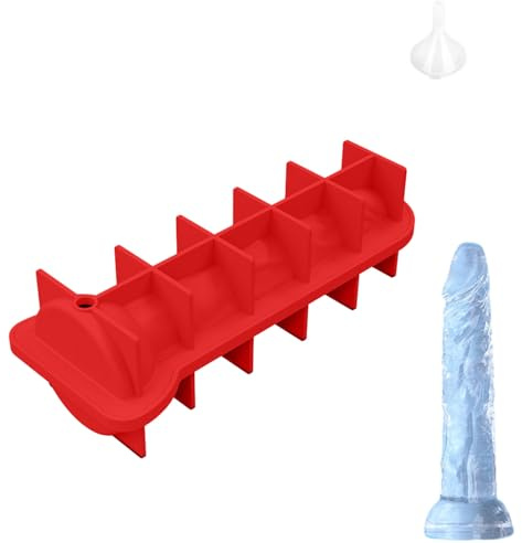 Eiswürfelform Penis, Lustig Eiswürfelformen Silikon, Herstellung von Eiswürfeln Penis, Silikonform für Eisgekühlte Cocktails, Whiskey, Tee, Kaffee,Rot (Rot)