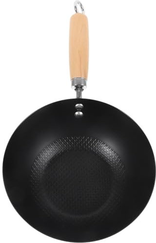 Zerodeko Wok Pequeño De Forjado Sin Revestimiento Para Cocinas De Inducción y Gas Utensilio De Cocina Práctico y Fácil De Limpiar