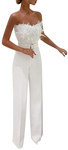 Tuta Donna Elegante Cerimonia Jumpsuit Estiva Eleganti Pantalone Monopezzi e tutine Lunghe 2024 a Gamba Larga Lunghe Vita Alta Tailleur Intera Push Up Senza Maniche Playsuit Da Sera