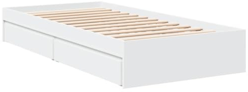 vidaXL Cama con cajones Madera de ingeniería Blanca 90x200 cm