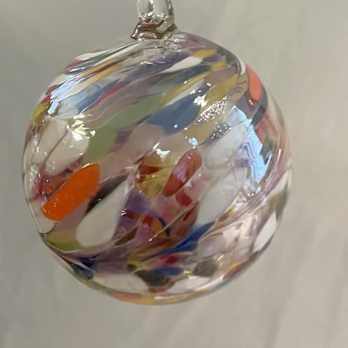 Kugel zum hängen Glaskugel Ornament bunt klar Fensterdekoration mundgeblasenes Kristallglas Durchmesser ca. 8 cm