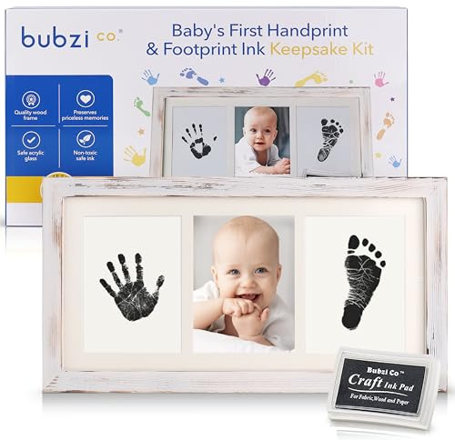 Bubzi Co Bellissimo kit per impronte di mani e cornici per foto per neonati e ragazzi (White Wash)