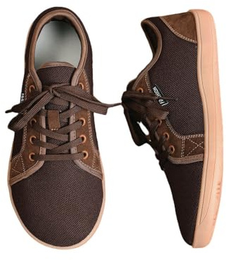 Treer Wide Barefoot Shoes for Men Women, Wide Toe Box Walking Trainers for Outdoor Trail Running Gym Minimalist Casual Zero Drop Shoes, Lightweight Breathable Large Size Brown