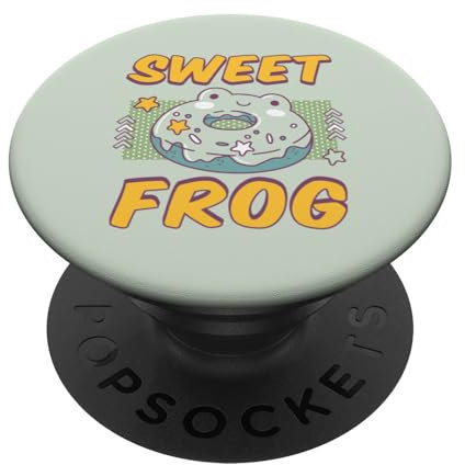 Lustiger Donut Frosch mit dem Spruch Süßer Frosch PopSockets Klebender PopGrip